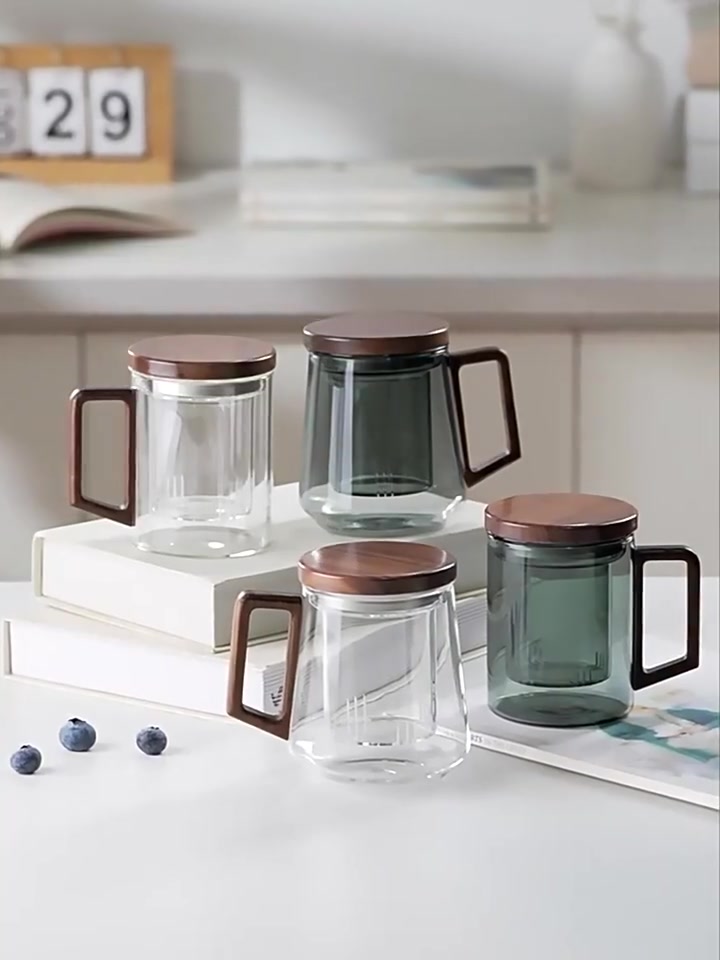 办公室茶水分离杯推荐！捷安玺这款玻璃杯太适合男生用了！