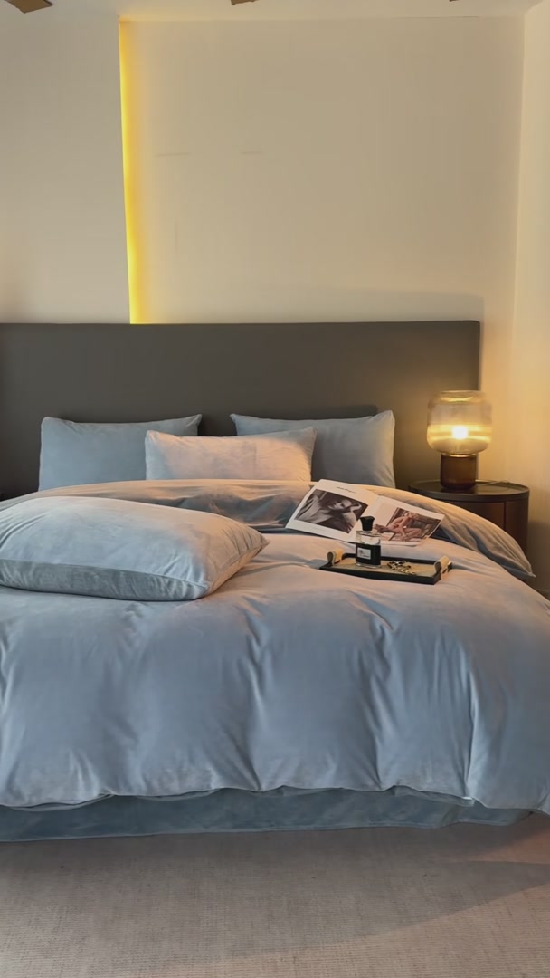 水晶绒双拼四件套，冬天窝在被窝里不想起床！