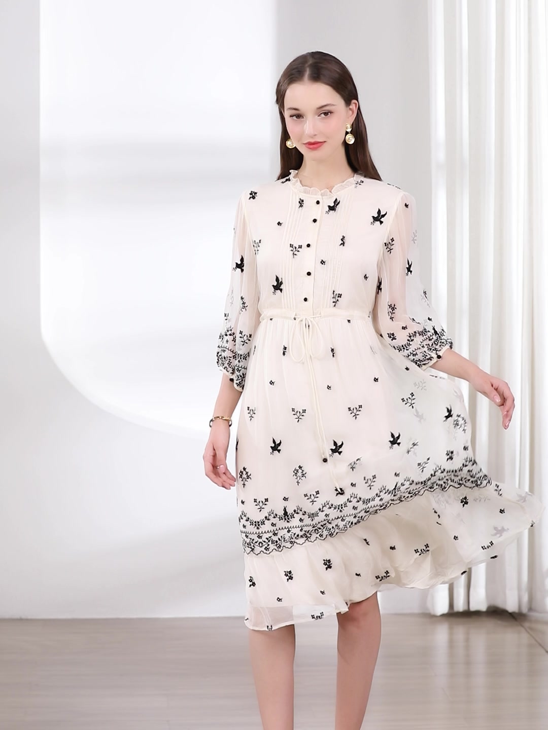 水墨佳人国风小衫｜19姆米花螺真丝，穿上就是行走的东方美学