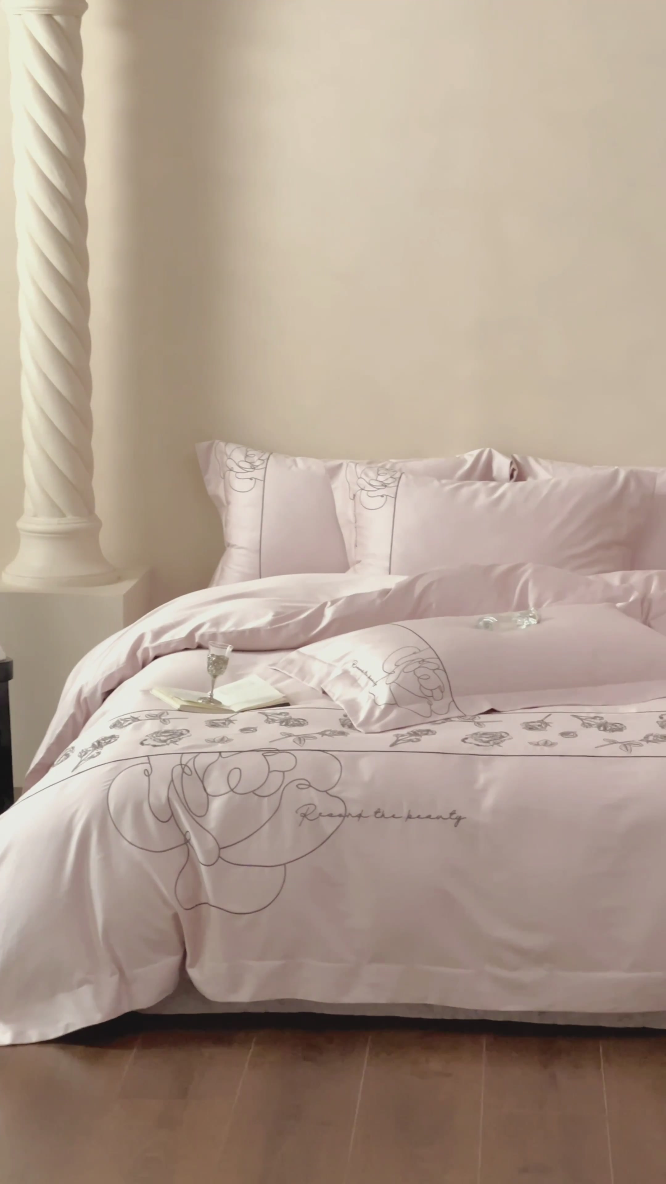 浮影100s轻奢四件套体验：睡在玫瑰刺绣上的我，差点以为自己成了公主