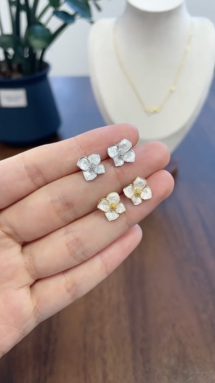 栀子花开，耳畔生香：DTOTO 925银栀子花耳钉的森系小确幸