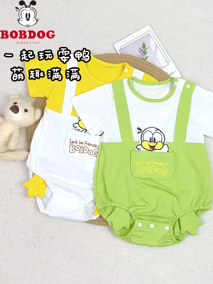 巴布豆夏季连体衣开箱！这假两件设计也太可爱了吧