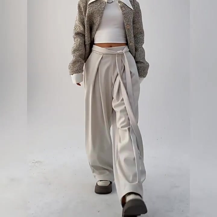 御陌兮这条阔腿裤真的绝了！599元穿出万元质感，系带设计太有小心机💥