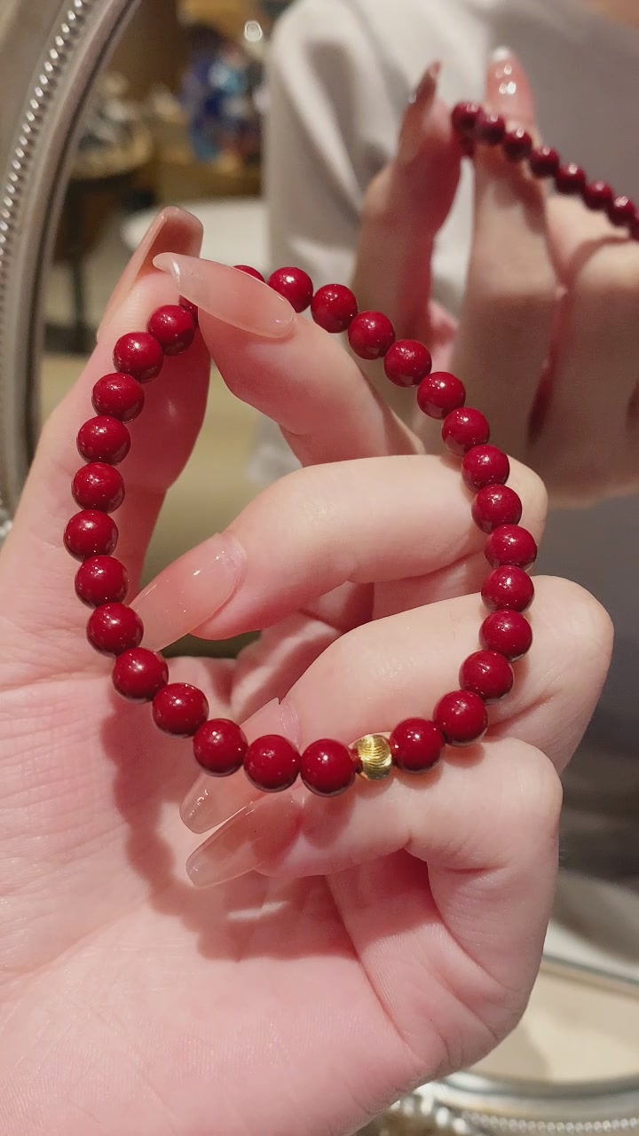 金六福朱砂手串,戴出好运与宁静✨