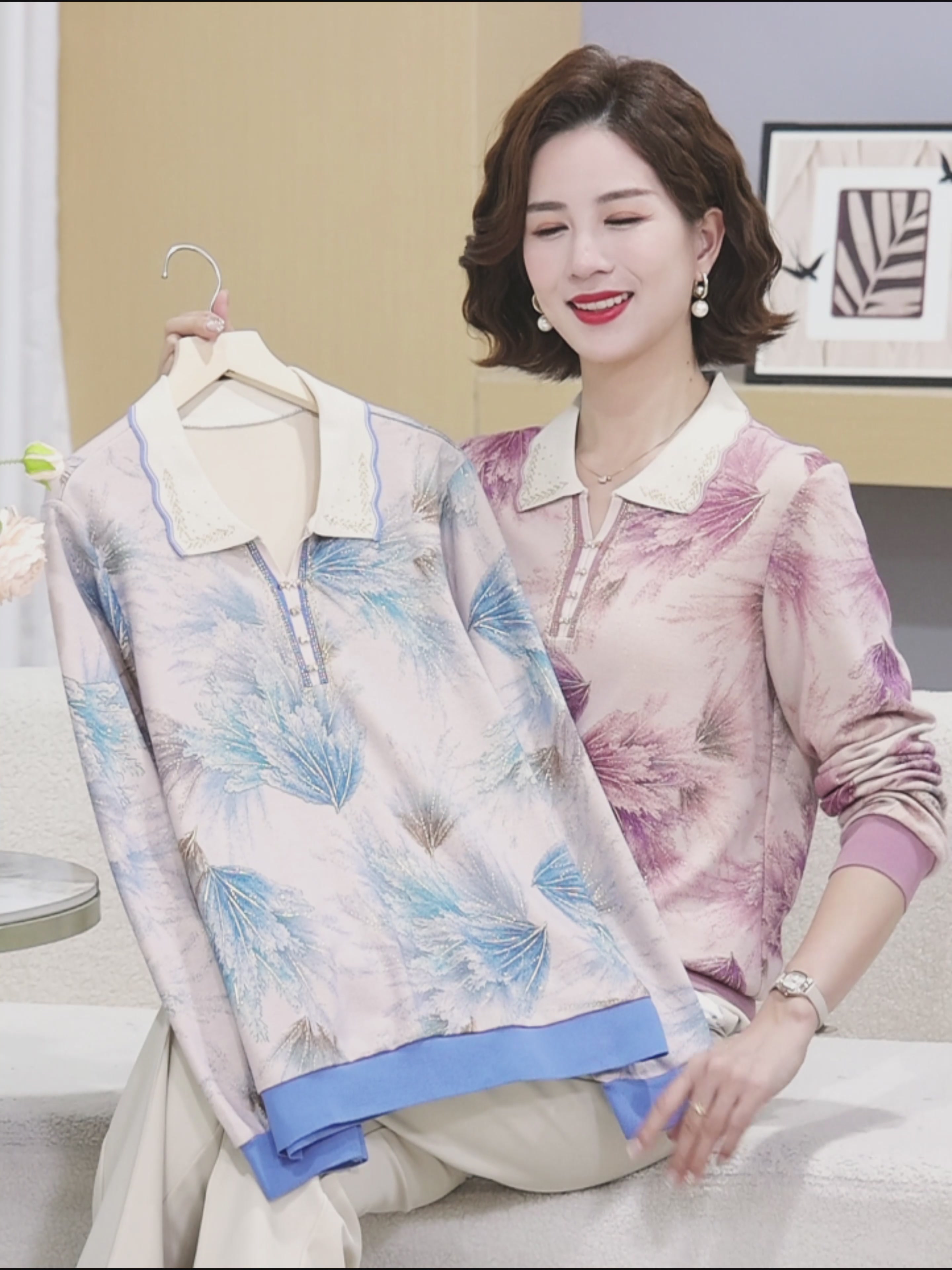 给妈妈挑的春秋装，这件T恤也太好看了吧！