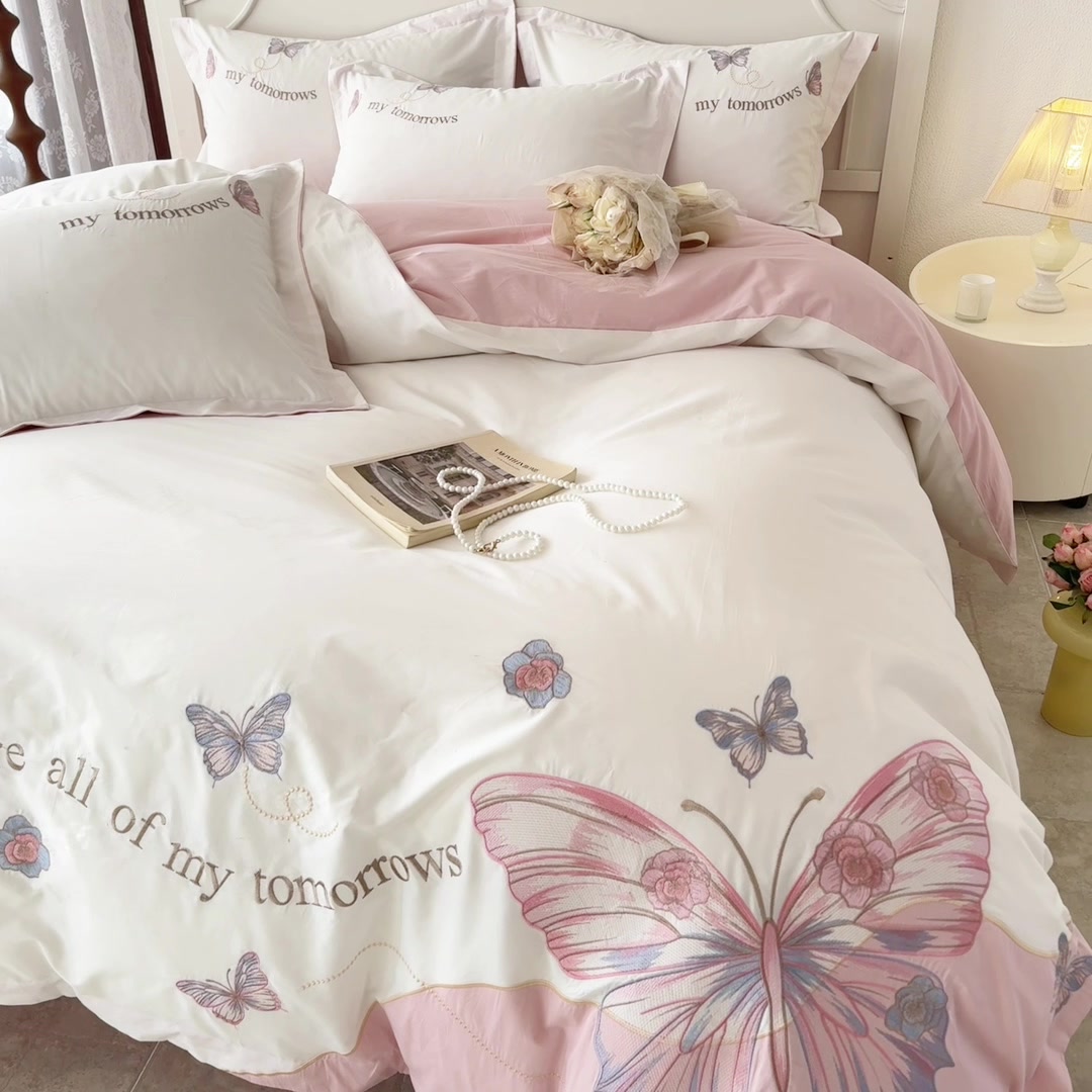 逸茉A类长绒棉四件套：花了近1600块，这刺绣蝴蝶到底值不值？