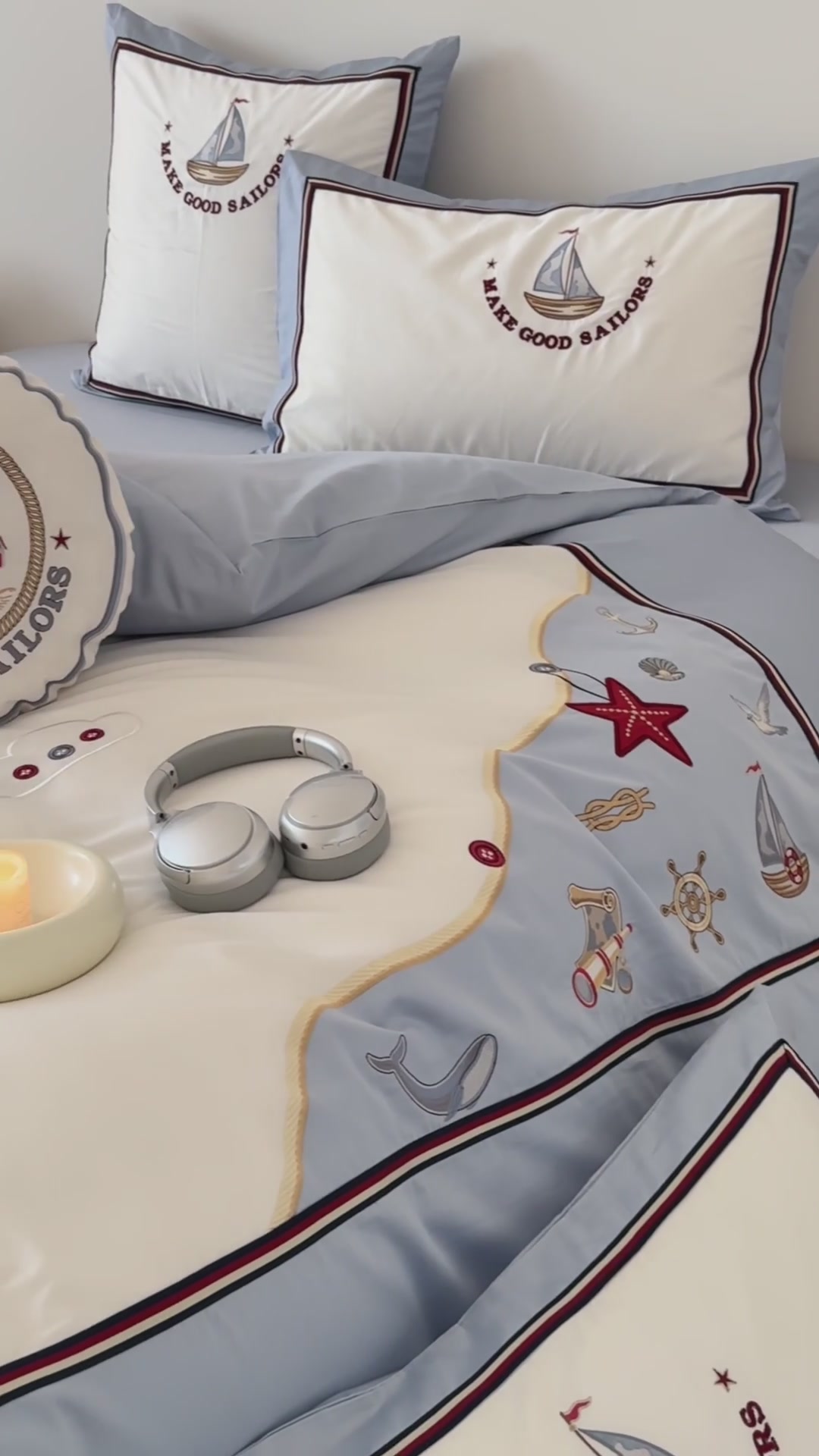 MACT儿童纯棉床单四件套：为我家小探险家打造的蓝色梦幻乐园