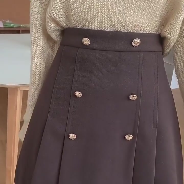 秋冬必备！筱苮双排扣A字裙，韩系ins风拉满，小众设计感绝了！