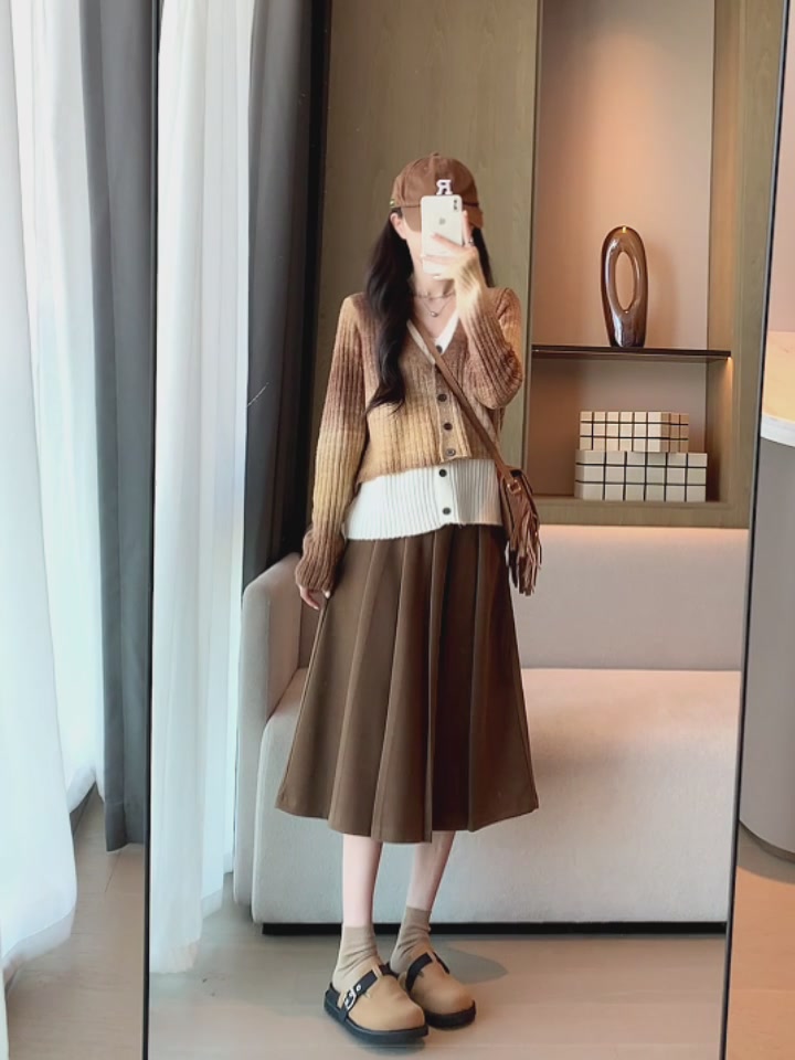 秋冬必备！这条韩坊诗毛呢半身长裙，显瘦又高级，气质瞬间up！