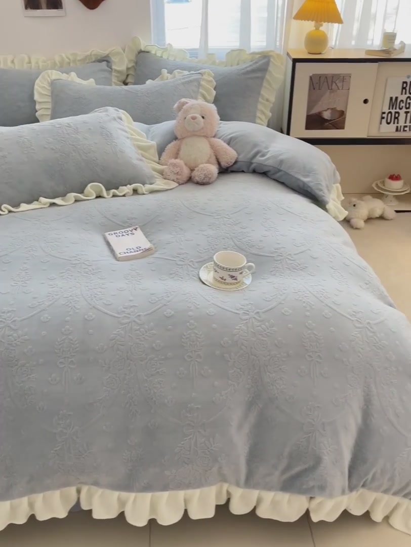 冬天睡在云朵上！浪莎加绒四件套让我彻底告别冰冷被窝❄️
