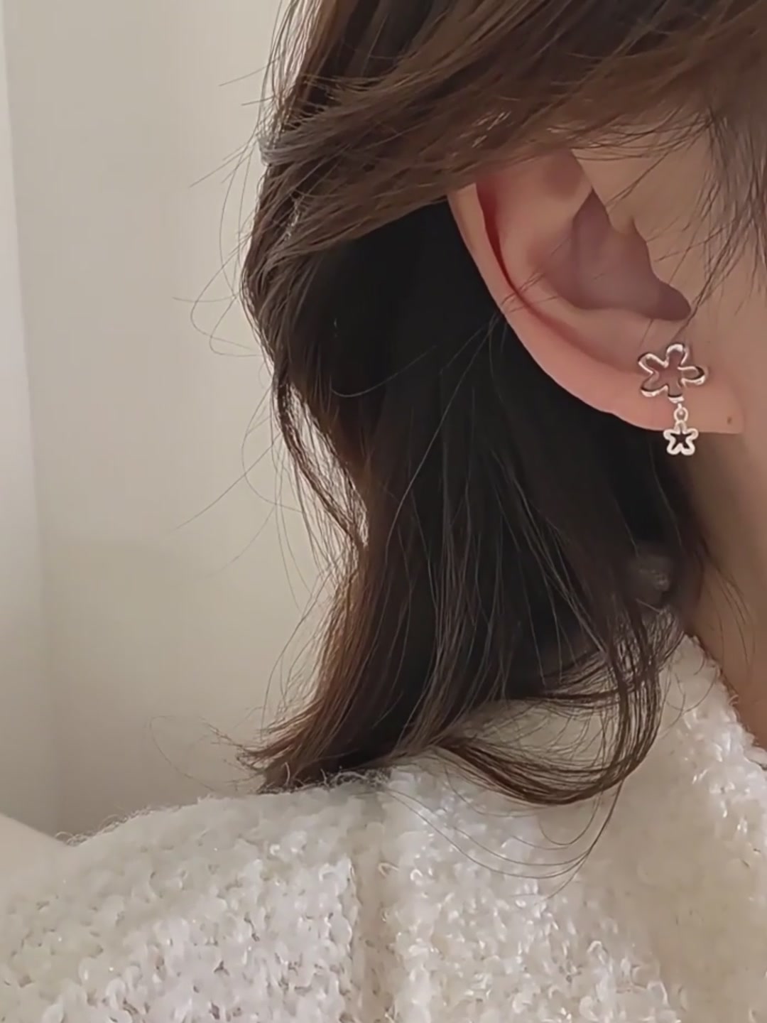 DTOTO 925银小清新镂空花朵耳钉：戴上它，我就是春天本春？