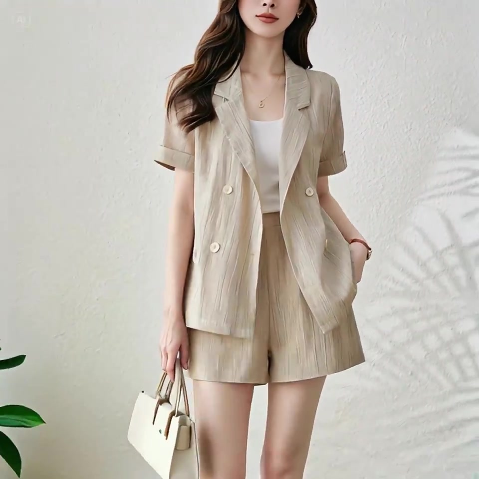 赢夫人三件套太绝了！西装领衬衫+吊带+短裤，一套搞定通勤约会✨