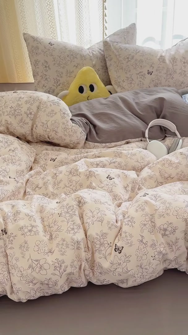 添富贵双层纱四件套：睡进云朵里的田园小清新体验