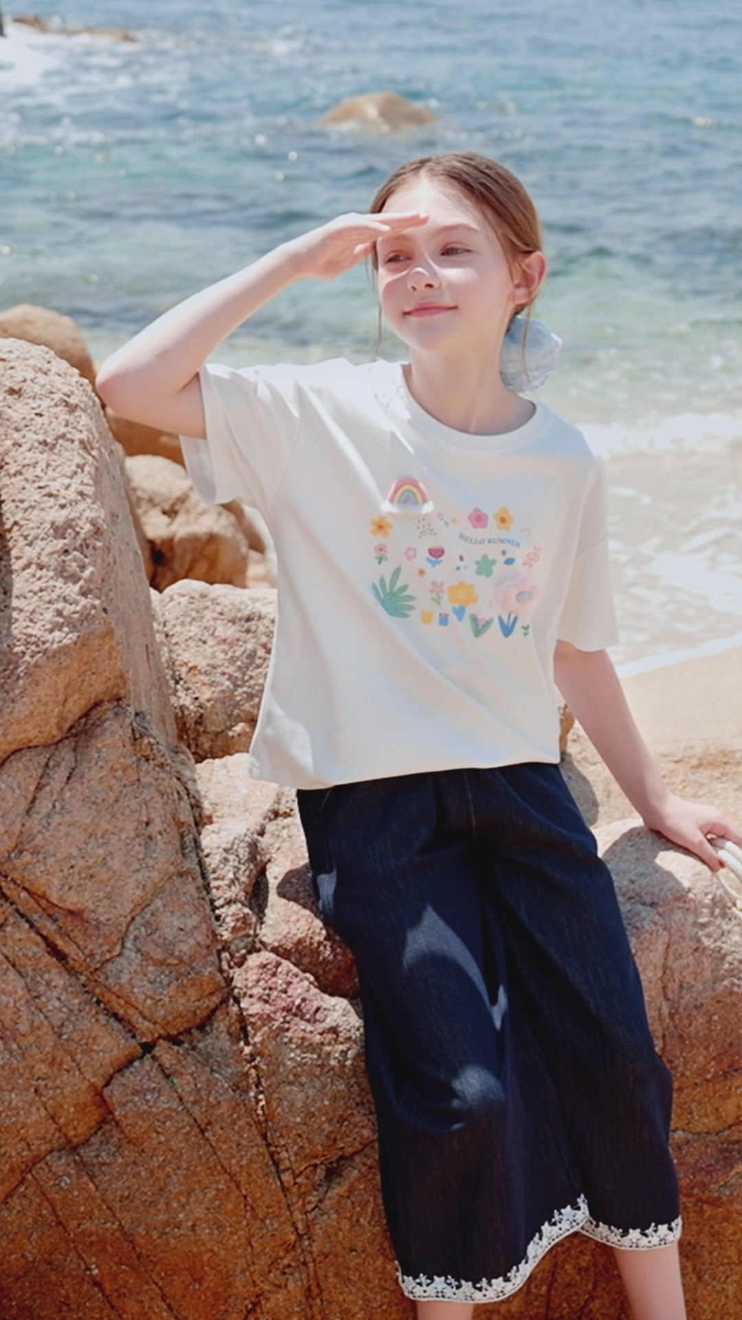 彩虹小花T恤，亲子装也能这么潮！