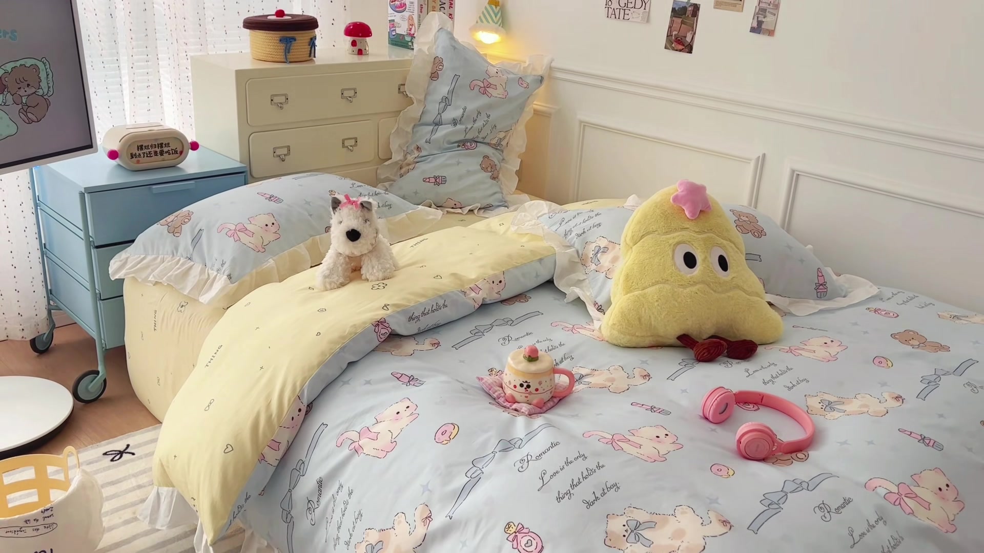 逸茉YiMo 2025新全棉纯棉四件套ins少女花边被套儿童三件套单人床上用品