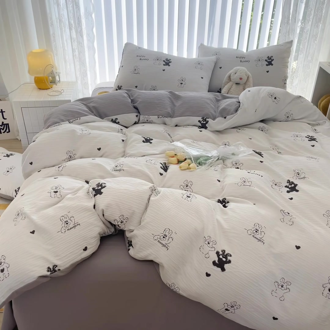 开学季必入！这款A类有氧双层纱皱皱棉三件套，宿舍党直呼真香！